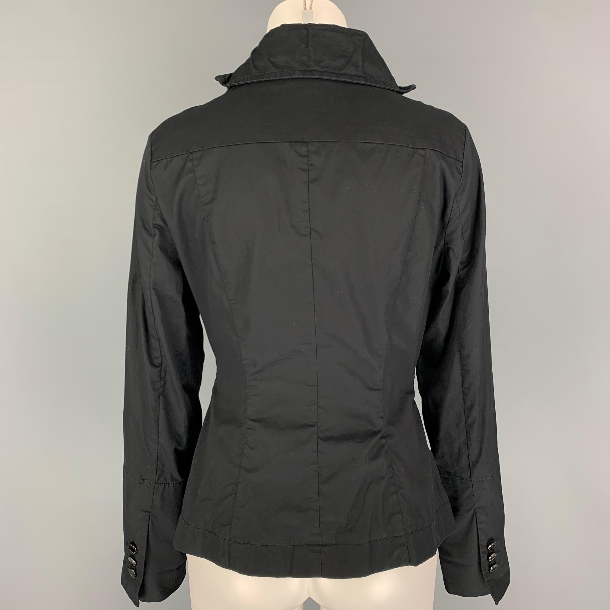 ADOLFO DOMINGUEZ Size 4 Black Cotton Snaps Jacket In Good Condition In San Francisco, CA