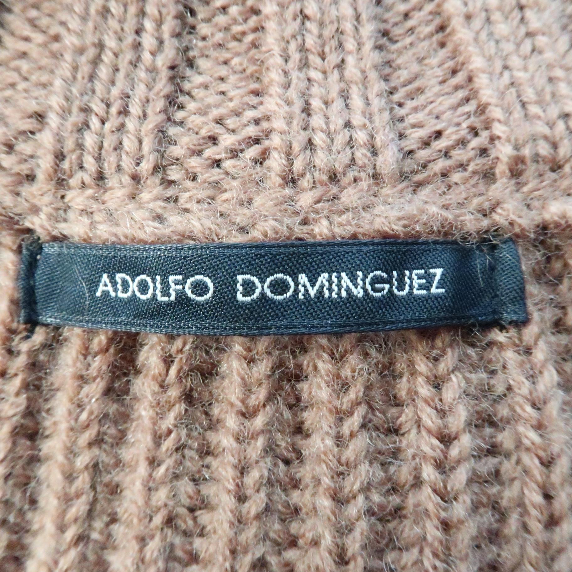 Orange ADOLFO DOMINGUEZ Size L Tan Knitted Wool Hook & Eye Closure Cardigan