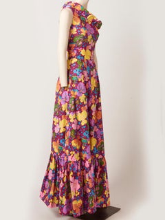 Adolfo Floral Print One Shoulder Ensemble