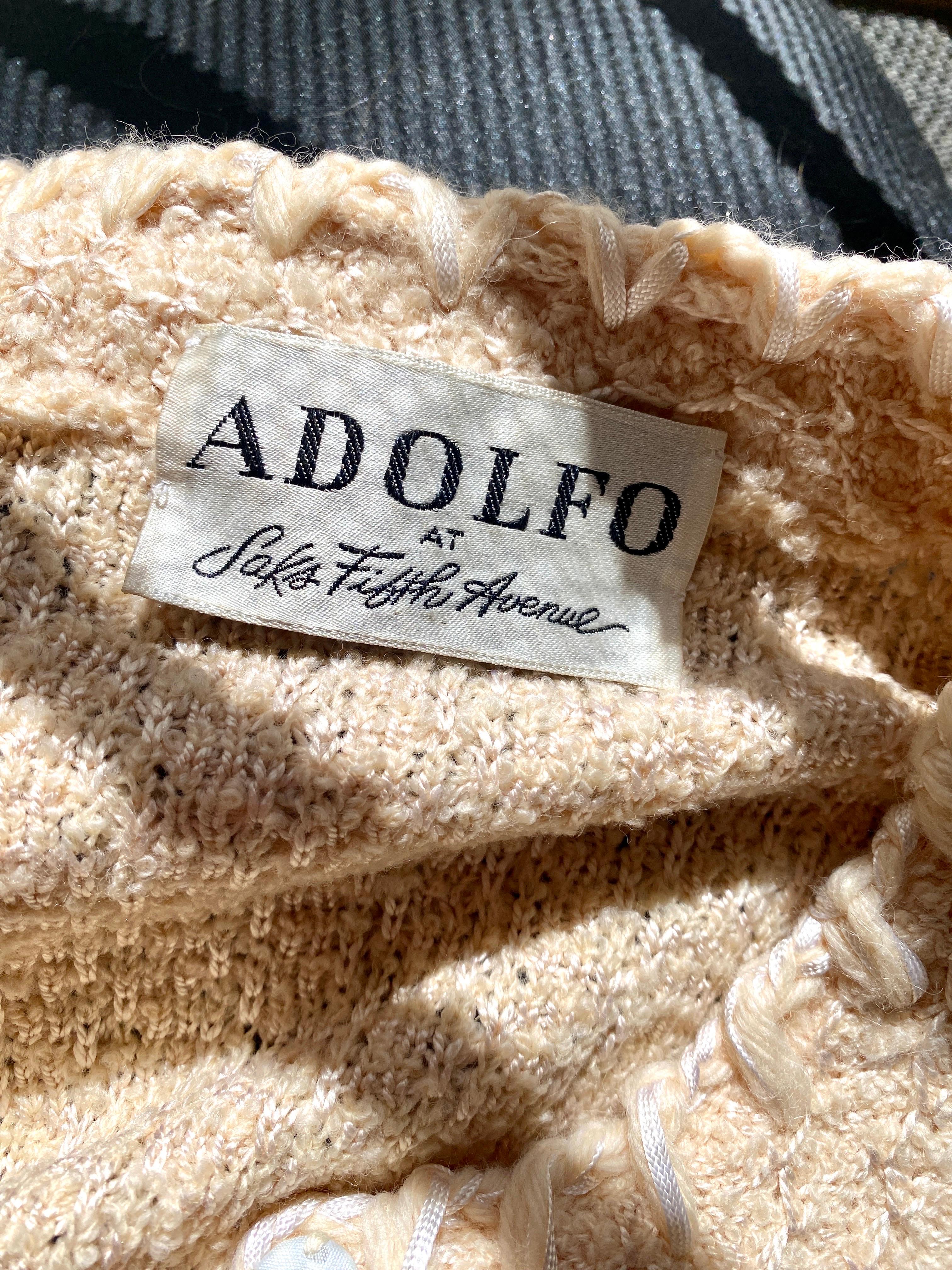 Adolfo for Saks Fifth Ave Iconic Boucle Creme Suit Jewel Buttons Size 6-8  For Sale 15