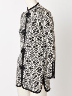 Adolfo Graphic Pattern Knit Cardigan