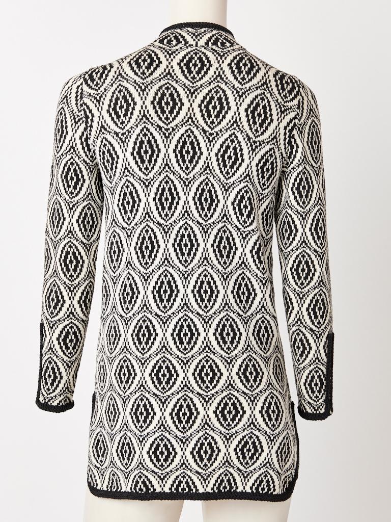 Gray Adolfo Graphic Pattern Knit Cardigan For Sale