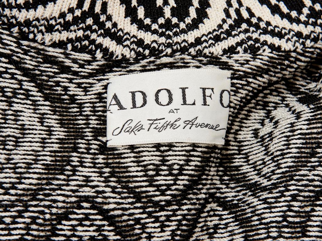 Adolfo Graphic Pattern Knit Cardigan In Good Condition For Sale In New York, NY