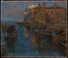 Adolf Hohenstein (1854-1928) - Óleo de principios del siglo XX, En el puerto