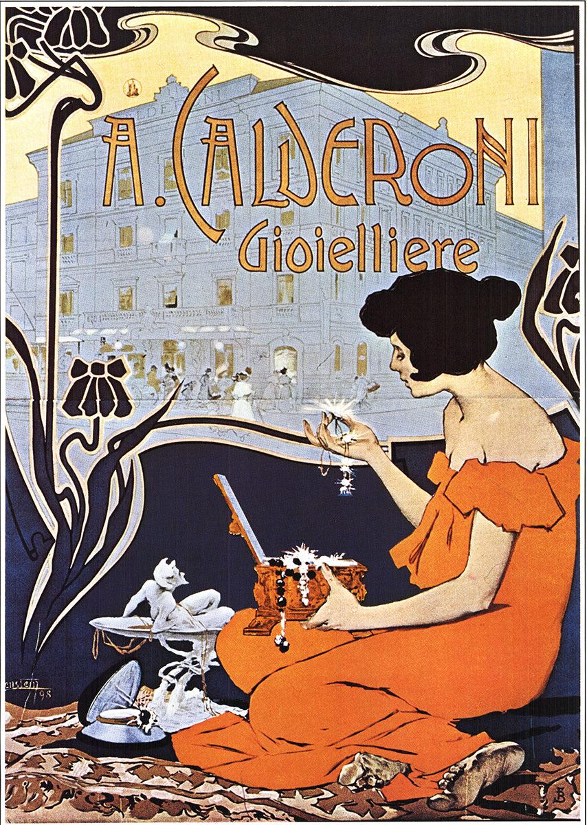 A. Calderoni Gioielliere - Figurative Print Beige di Adolfo Hohenstein