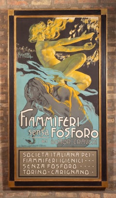 Art Nouveau "Fiammiferi Senza Fosforo" original poster by Aldolfo Hohenstein
