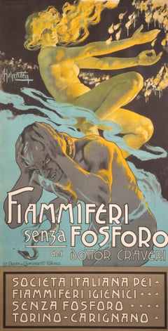 Jugendstilplakat "Fiammiferi Senza Fosforo" Originalplakat von Aldolfo Hohenstein
