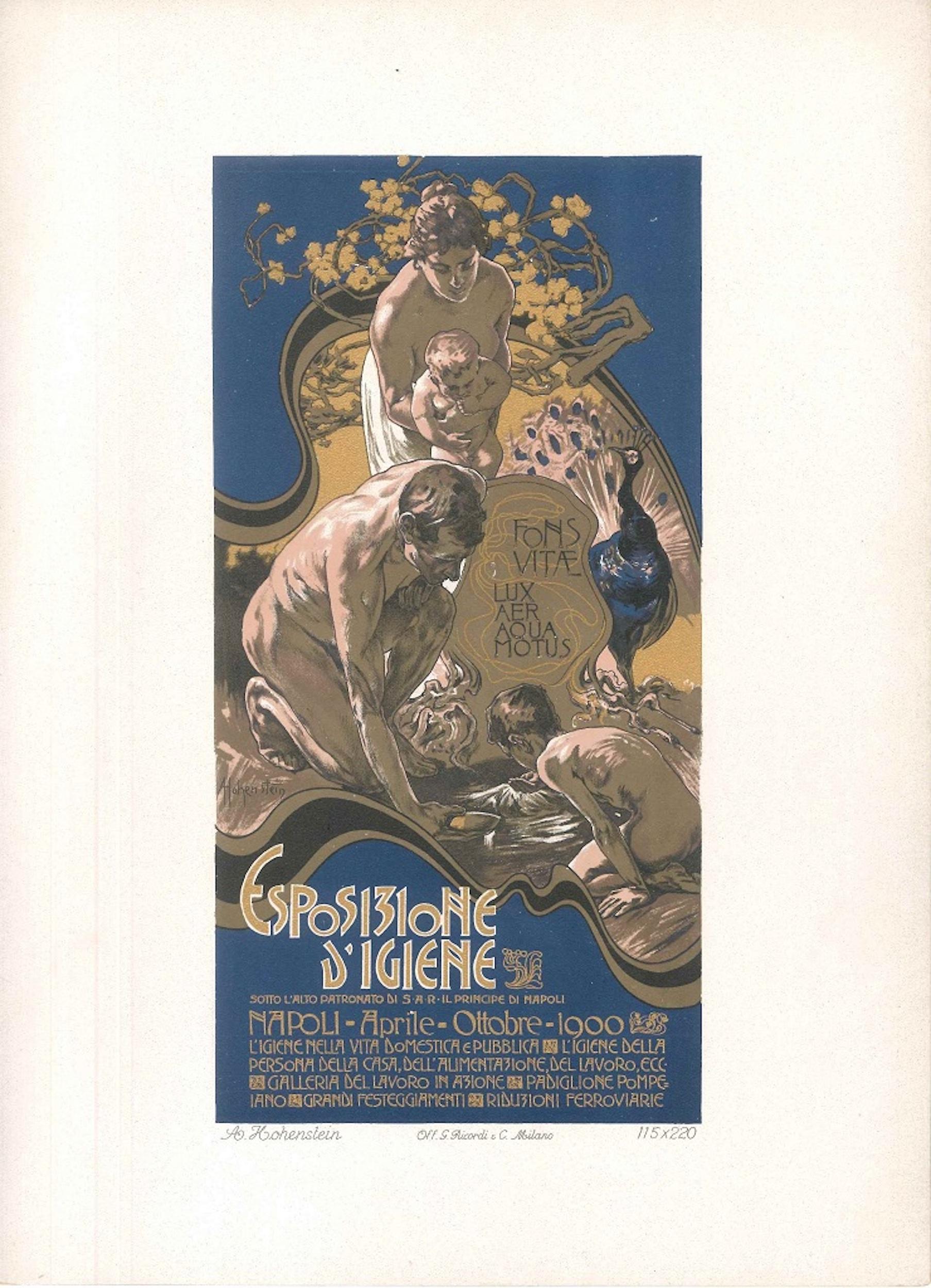 Esposizione d'Igiene - Original Lithograph by A. Hohenstein - 1900 - Print by Adolfo Hohenstein