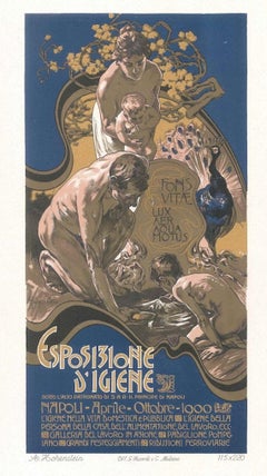 Esposizione d'Igiene - Lithographie originale par A. Hohenstein - 1900