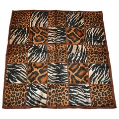 Sciarpa in seta Adolfo Large Elegant "Zebra & Leopard
