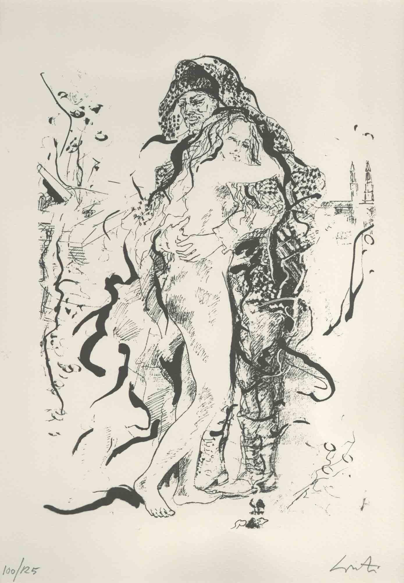 Hand Signed. Lithographic reproduction of the original drawing. Edition of 125 prints of which 25 in Roman Numerals.

Passepartout included.
