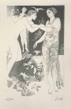 Omaggio a Bunes Jones (Tribute to Burne Jones)-Litografia di Adolfo Loreti-2001