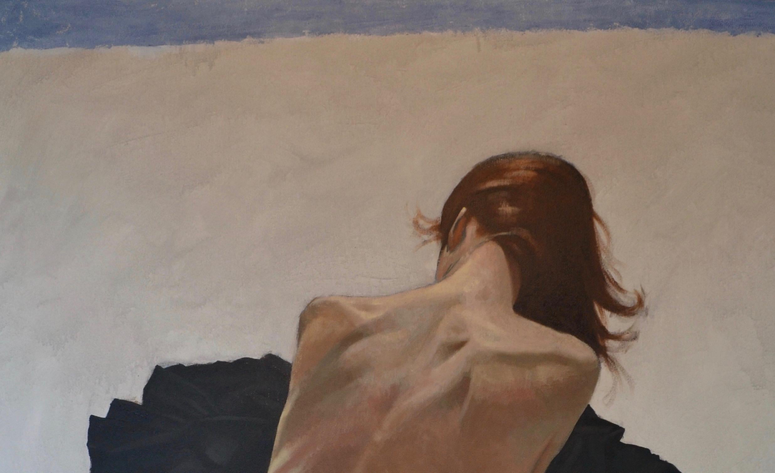 Frau auf dem Boden sitzend-21. Jahrhundert Zeitgenössische Malerei von Adolfo Ramon im Angebot 3