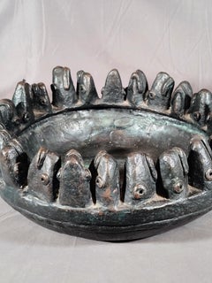 Adolfo Riestra Heavy Cast Bronze Fish Bowl Sculpture