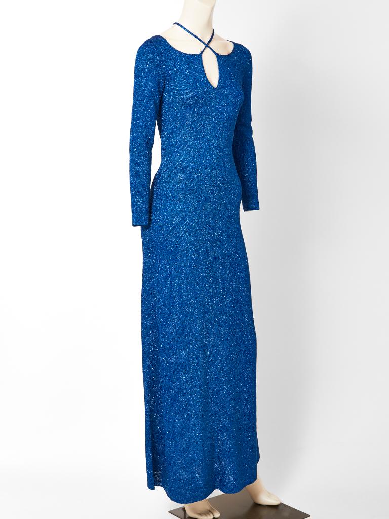 blue knit maxi dress