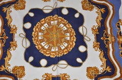 Adolfo Shades of Navy & Gold "Royal" Silk Scarf