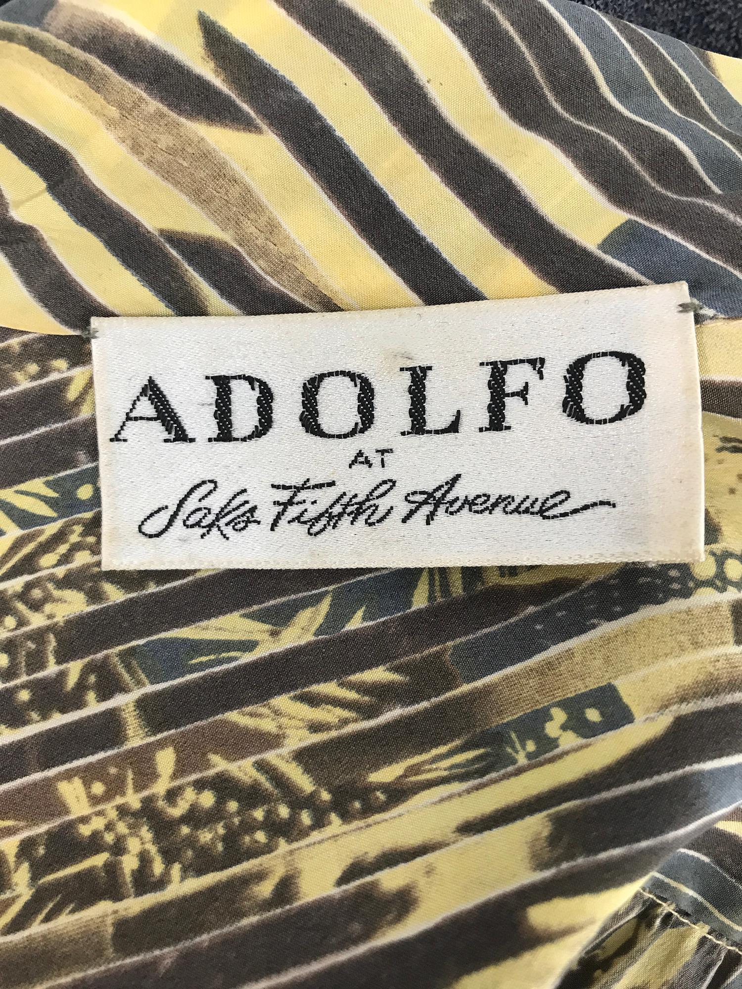 Adolfo Silk 3 St. Set Print Hemd plissiert Maxirock & Applique Pullover 1970er im Angebot 8