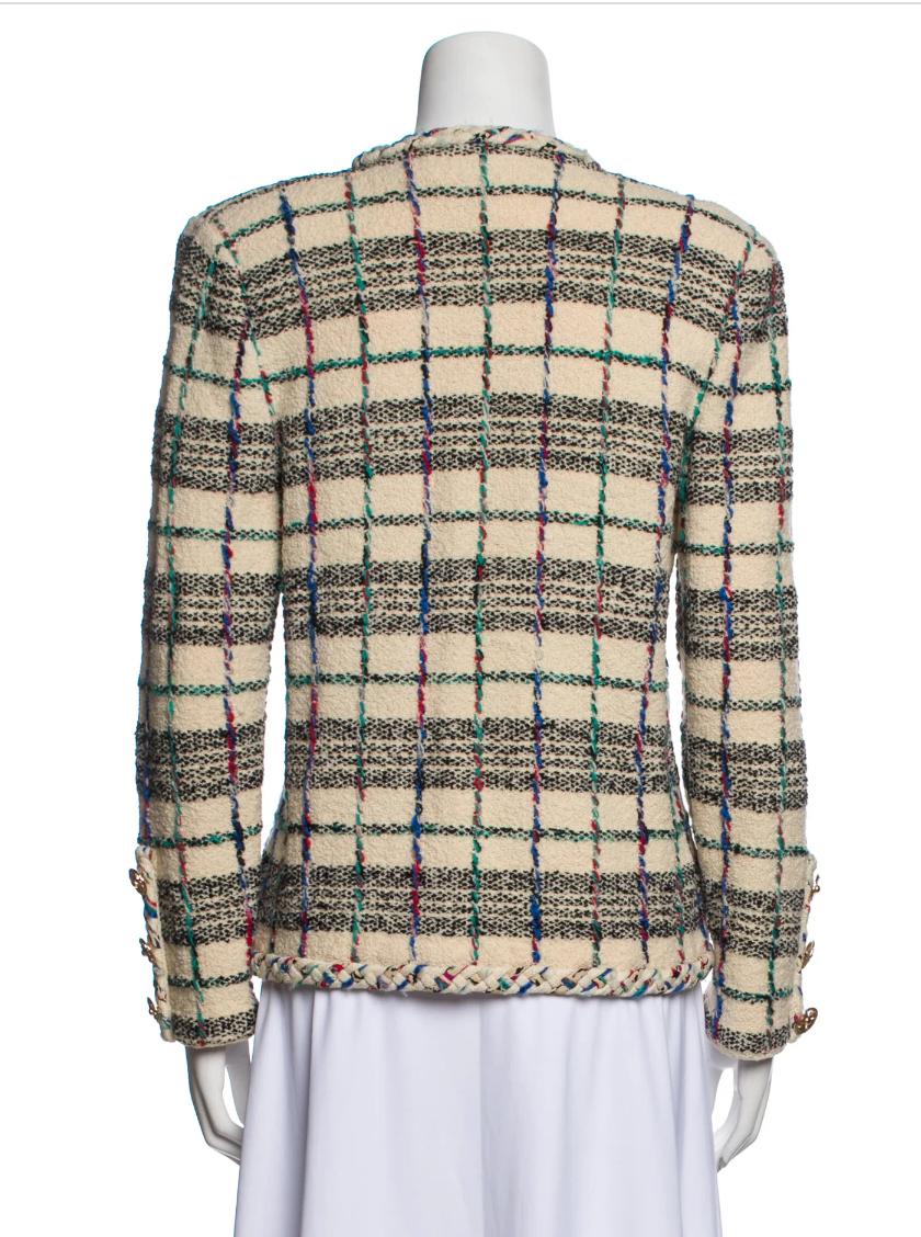 Adolfo Vintage Evening Plaid Knitted Jacket, 1980s In Good Condition In New York, NY