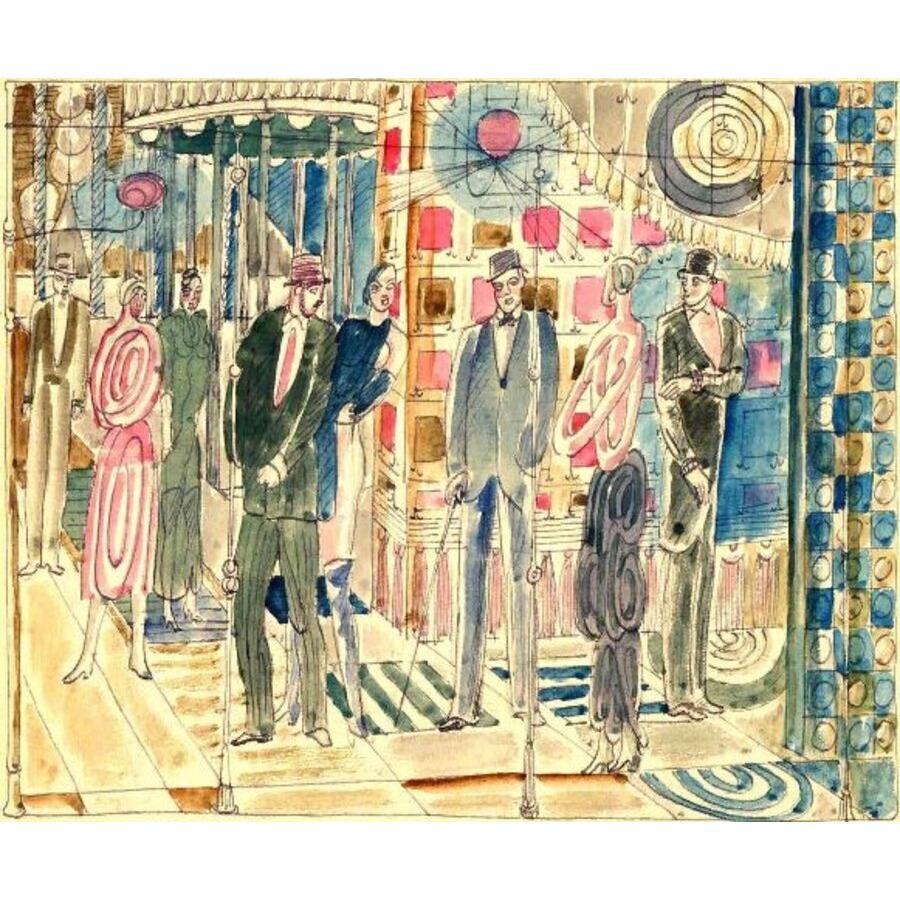 Abstract Painting di Adolfs Zardinsh - All'angolo. 1947, carta, tecnica mista, 18,5x22,6 cm