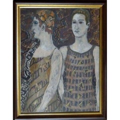 Nuotatori. Tecnica mista su cartone, 51x39 cm