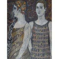Nuotatori. Tecnica mista su cartone, 51x39 cm