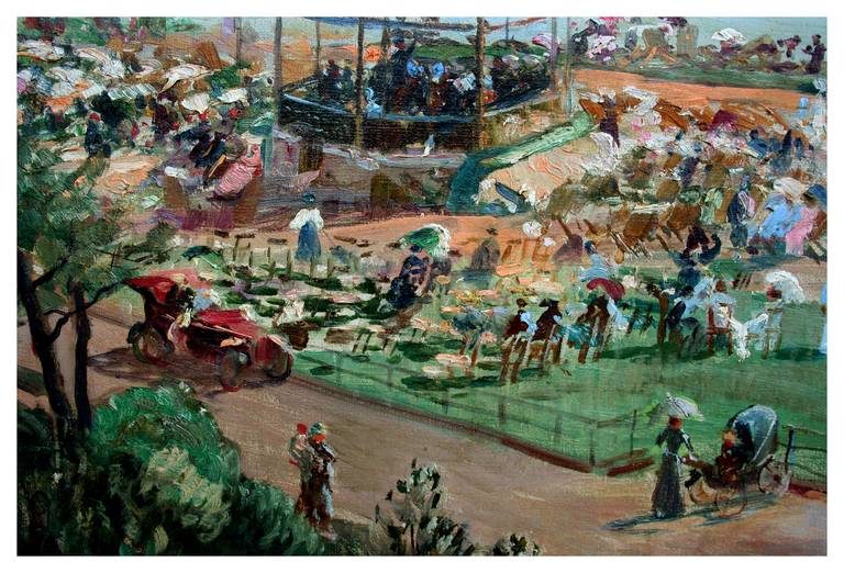 The Folkstone Bandstand England 1910 Queen Victoria 100th Anniversary Exhibition - Victorian Painting by Adolph Brougier
