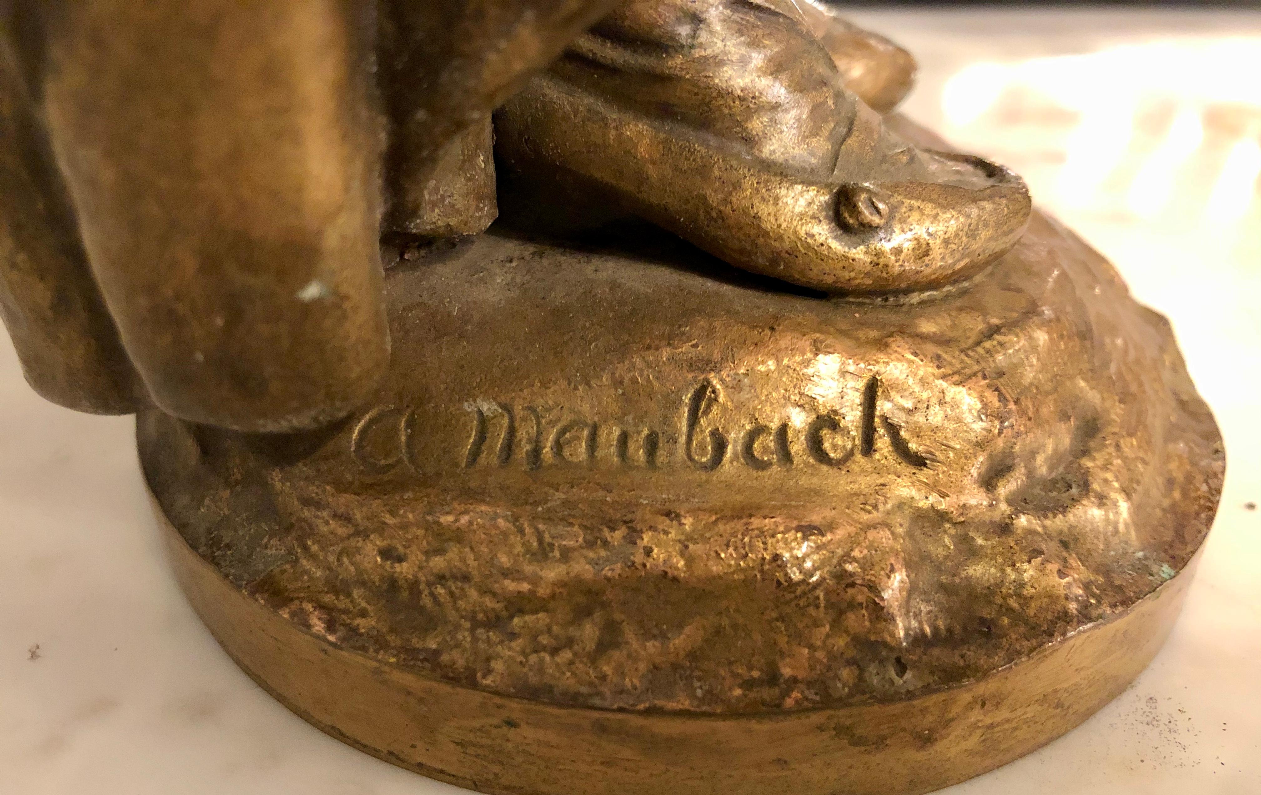 Sculpture en bronze d'un jeune violoniste signée par Adolph Maubach:: 19e siècle 4