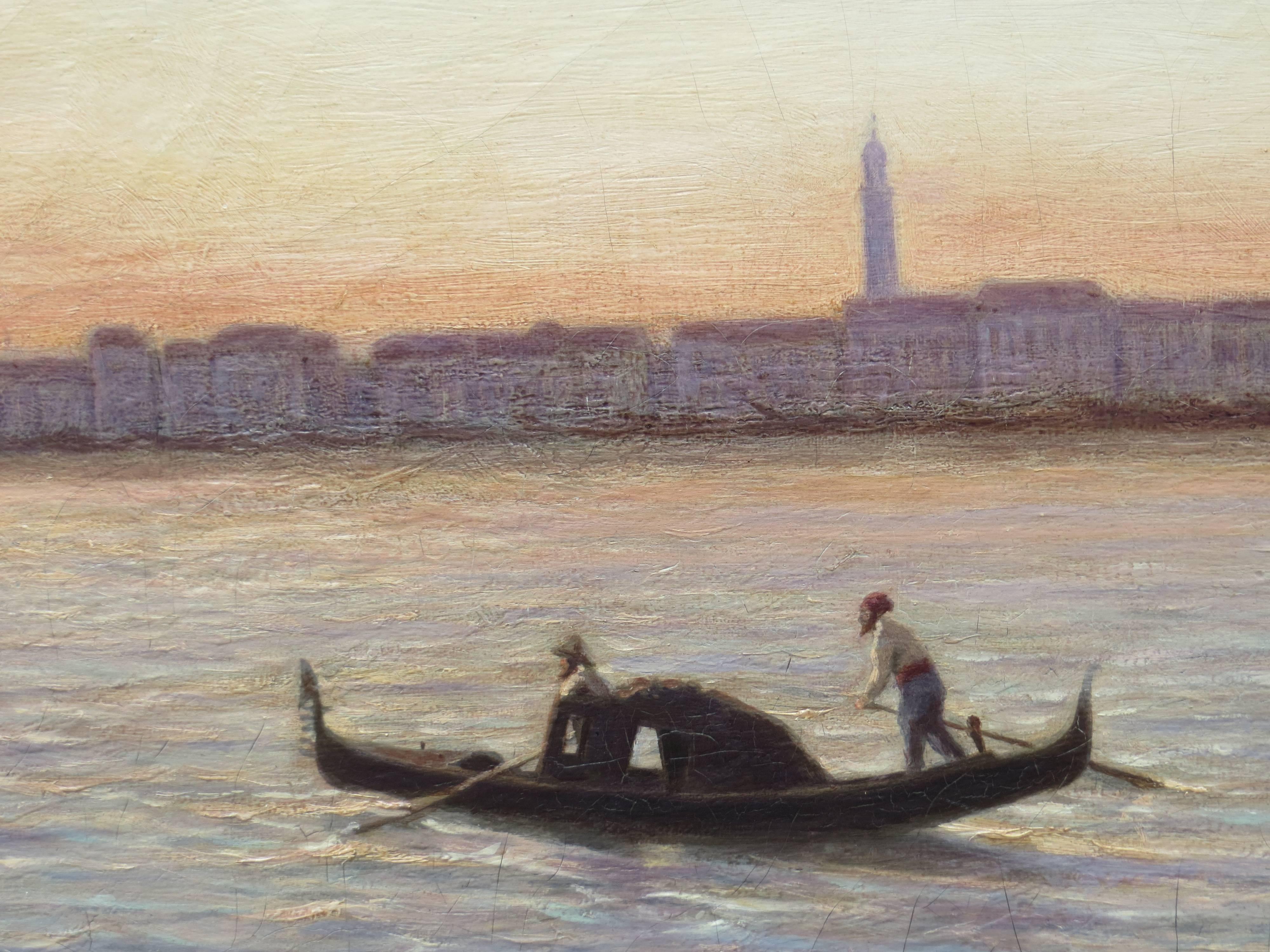 Venice - Brown Figurative Painting by Adolph Potter