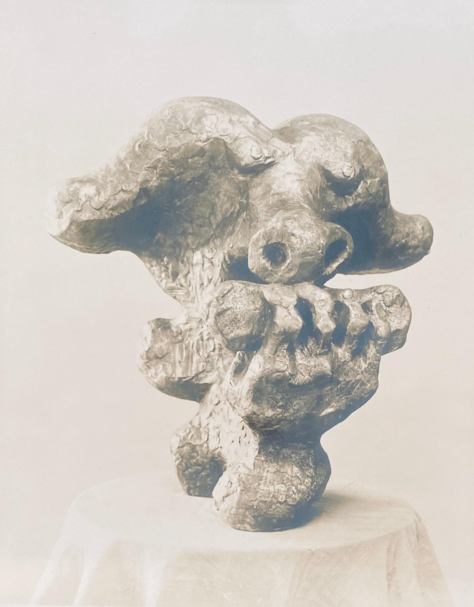 Vintage Silver Gelatin Photograph Jacques Lipchitz Bronze Sculpture Photo Signed - Beige Abstract Photograph by Adolph Studly