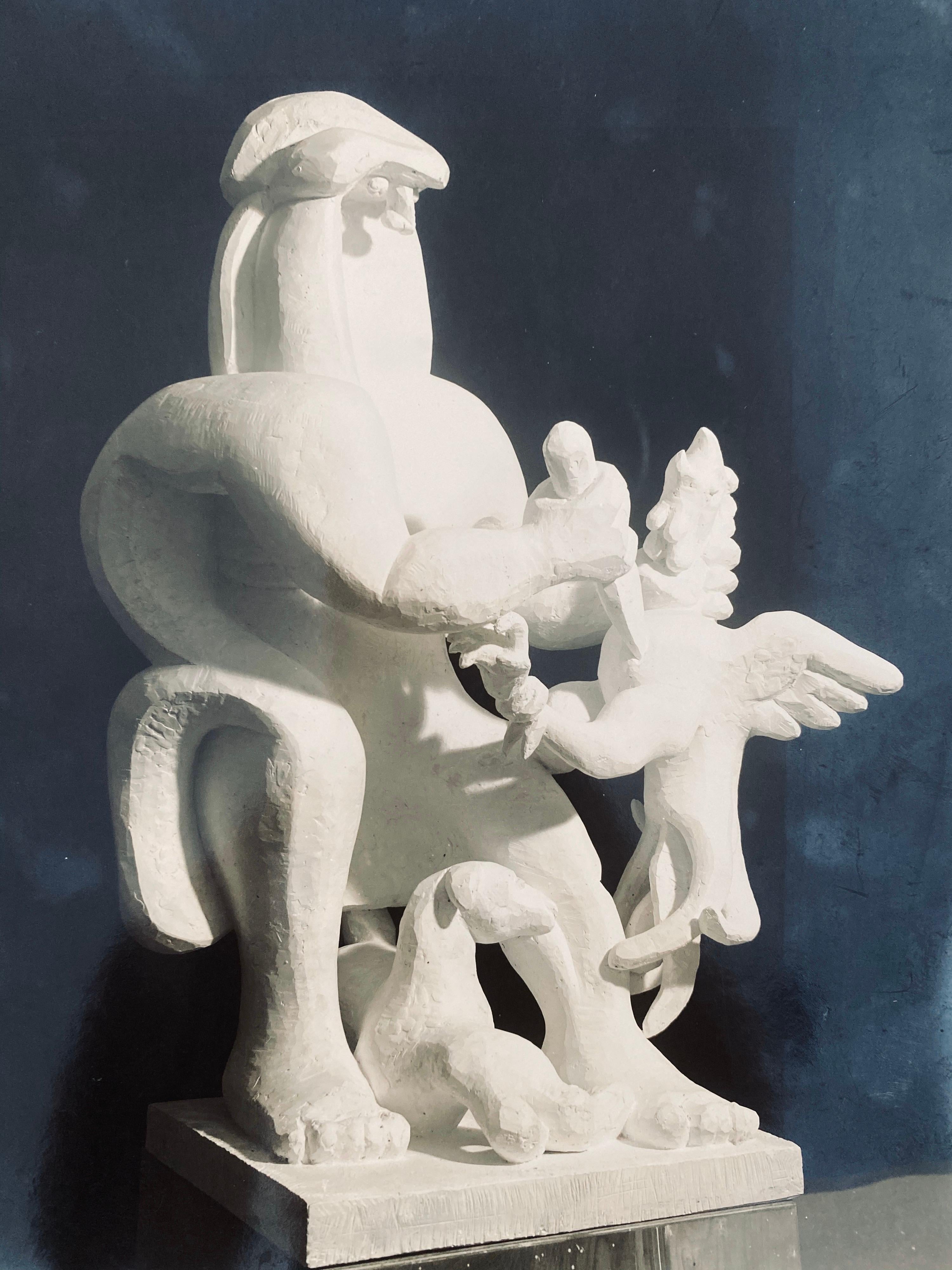 Vintage Silver Gelatin Photograph Jacques Lipchitz Bronze Sculpture Photo Signed - Black Black and White Photograph by Adolph Studly