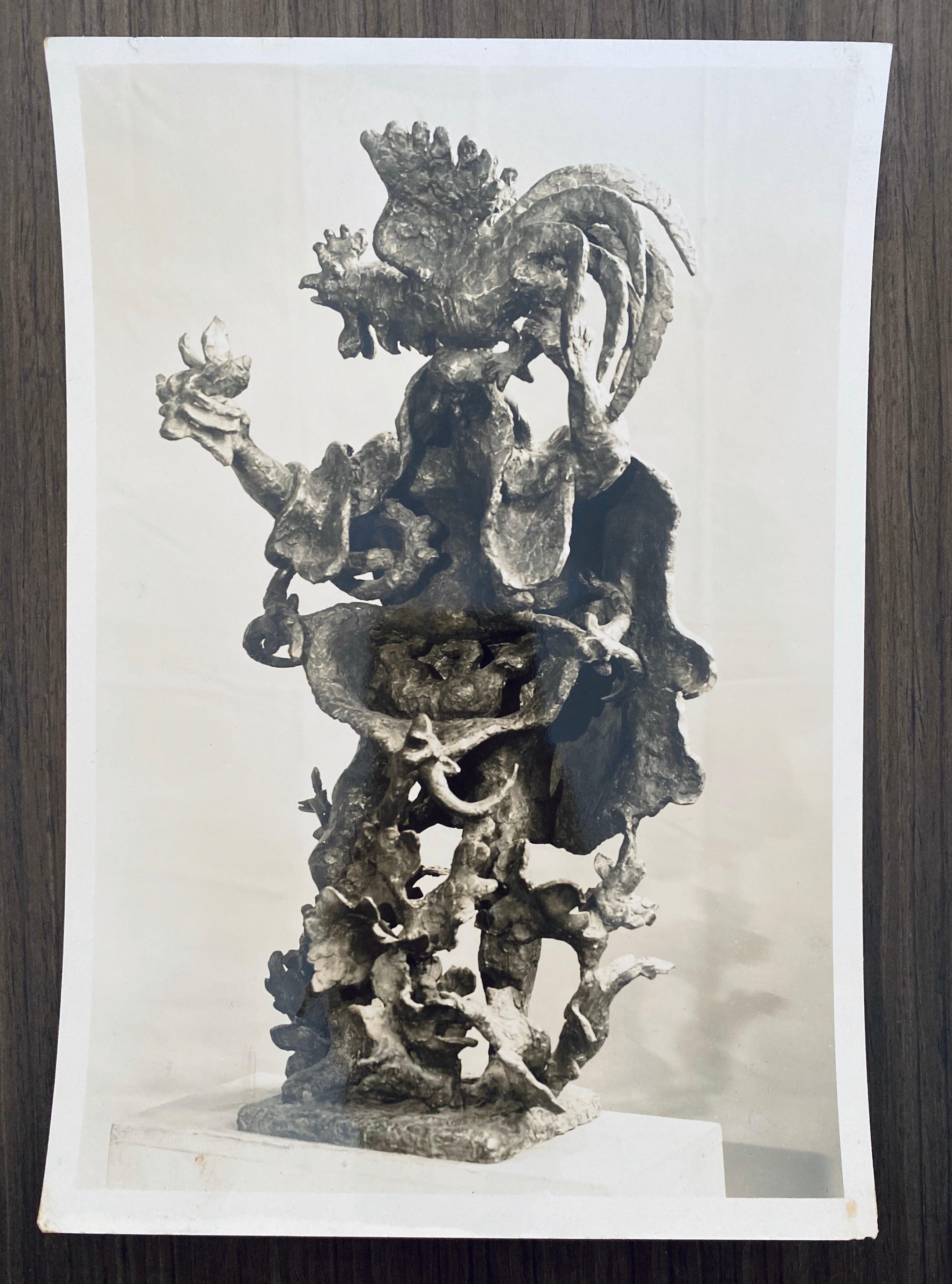 Vintage Silver Gelatin Photograph Jacques Lipchitz Bronze Sculpture Photo Signed For Sale 3