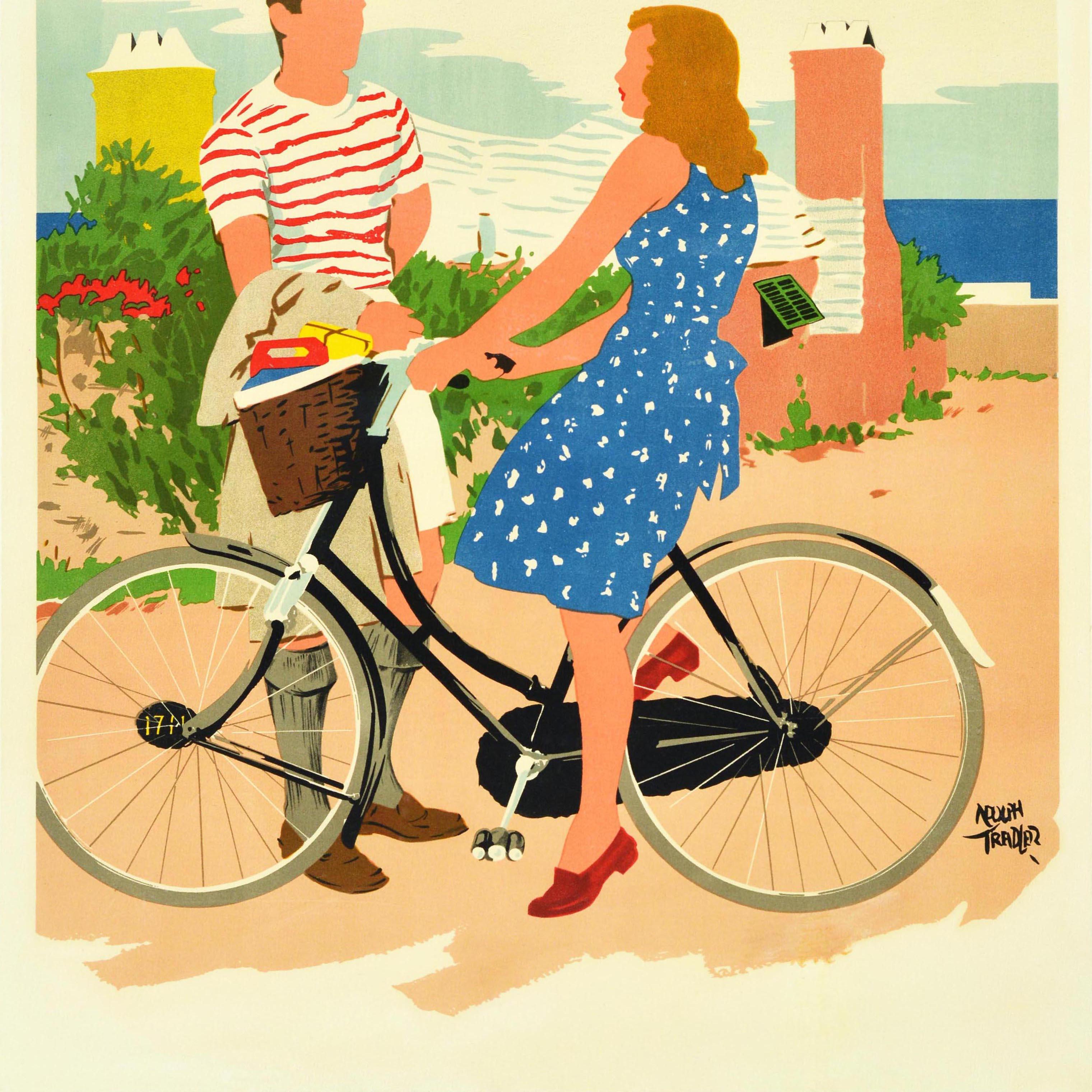 Original Vintage Travel Poster Bermuda Adolph Treidler Hamilton Bicycle Beach  2