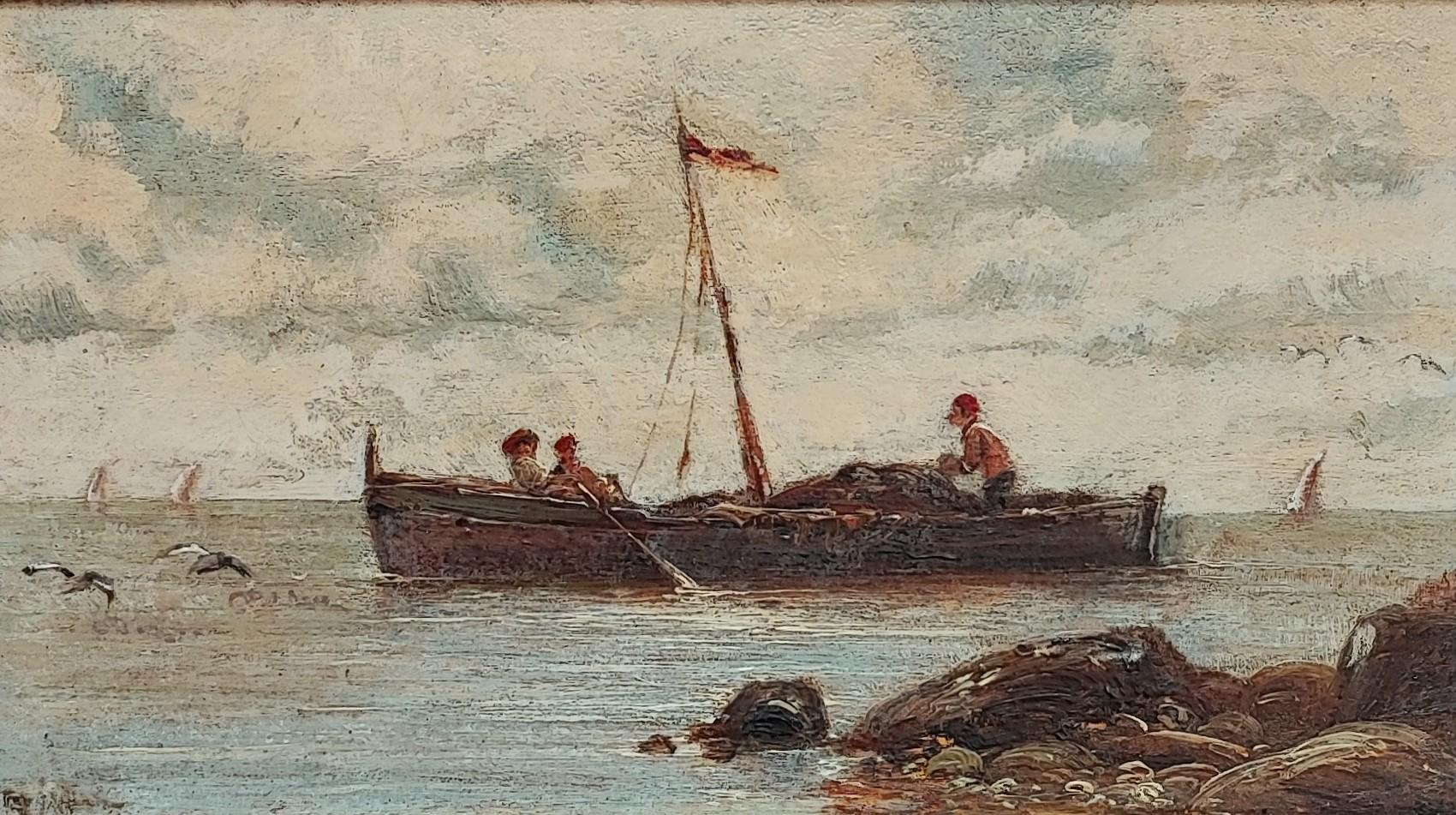 Adolphe APPIAN Landscape Painting - Fishermen at sea