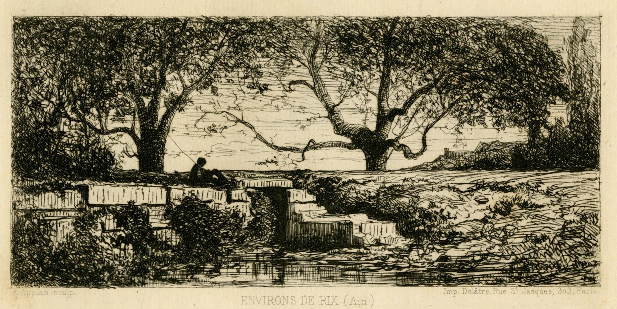 Adolphe APPIAN Figurative Print - Environs de Rix (Ain)