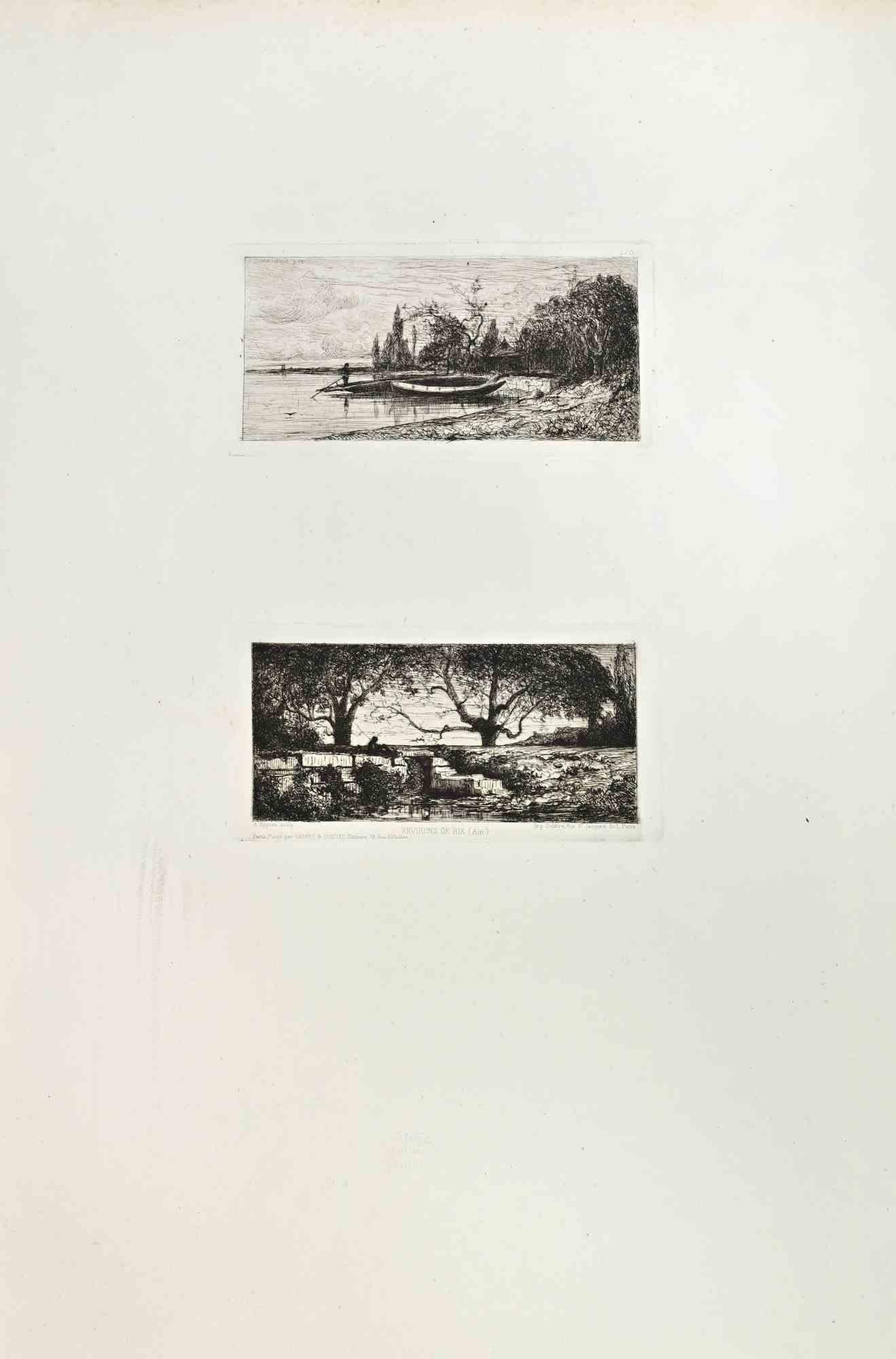Adolphe APPIAN Figurative Print - Environs de Rix - Etching by Appian - 1870s