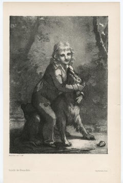 "L'enfant et chien" original lithograph