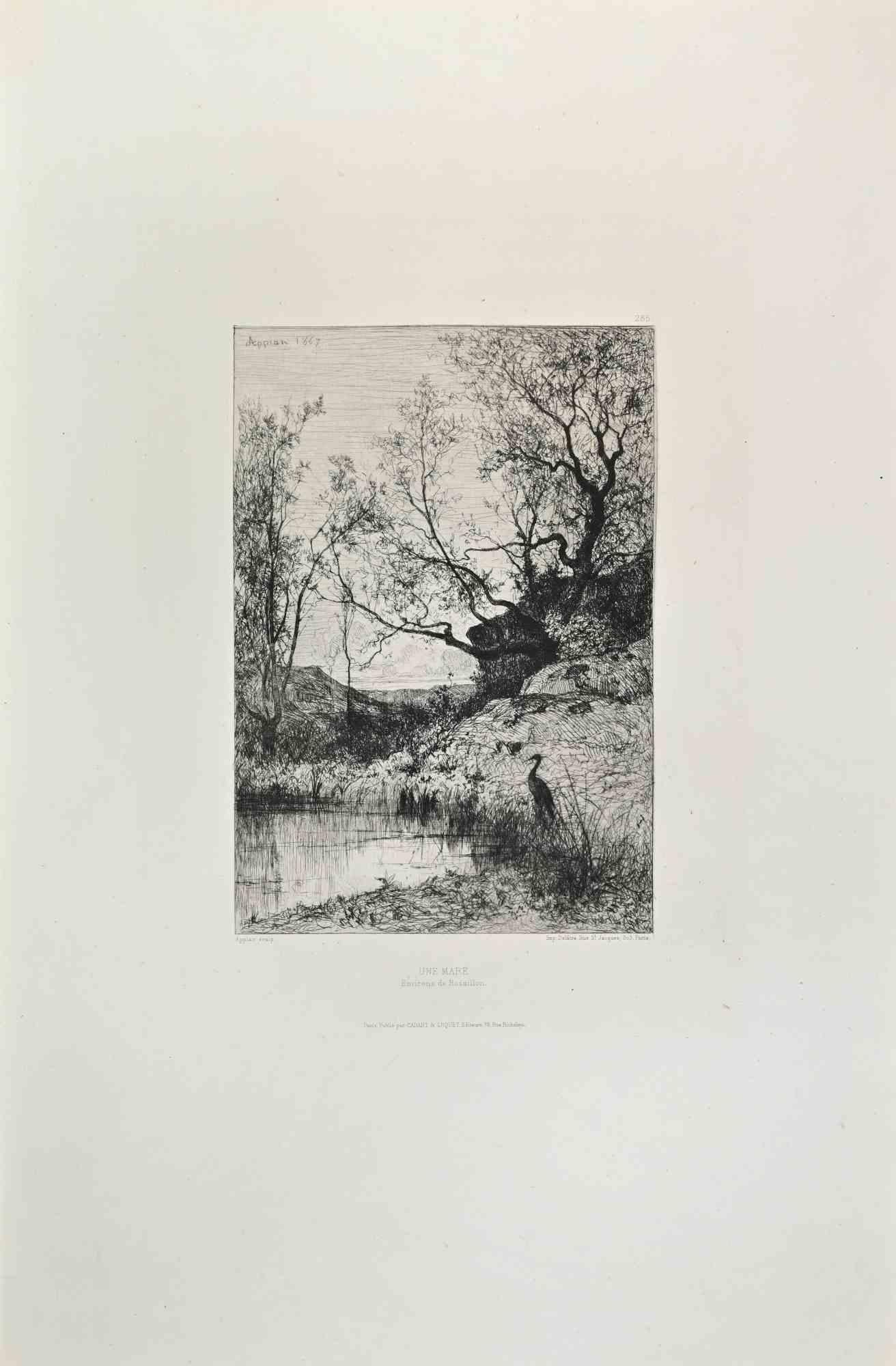 Adolphe APPIAN Landscape Print - Une Mare - Etching by Appian - 1870s