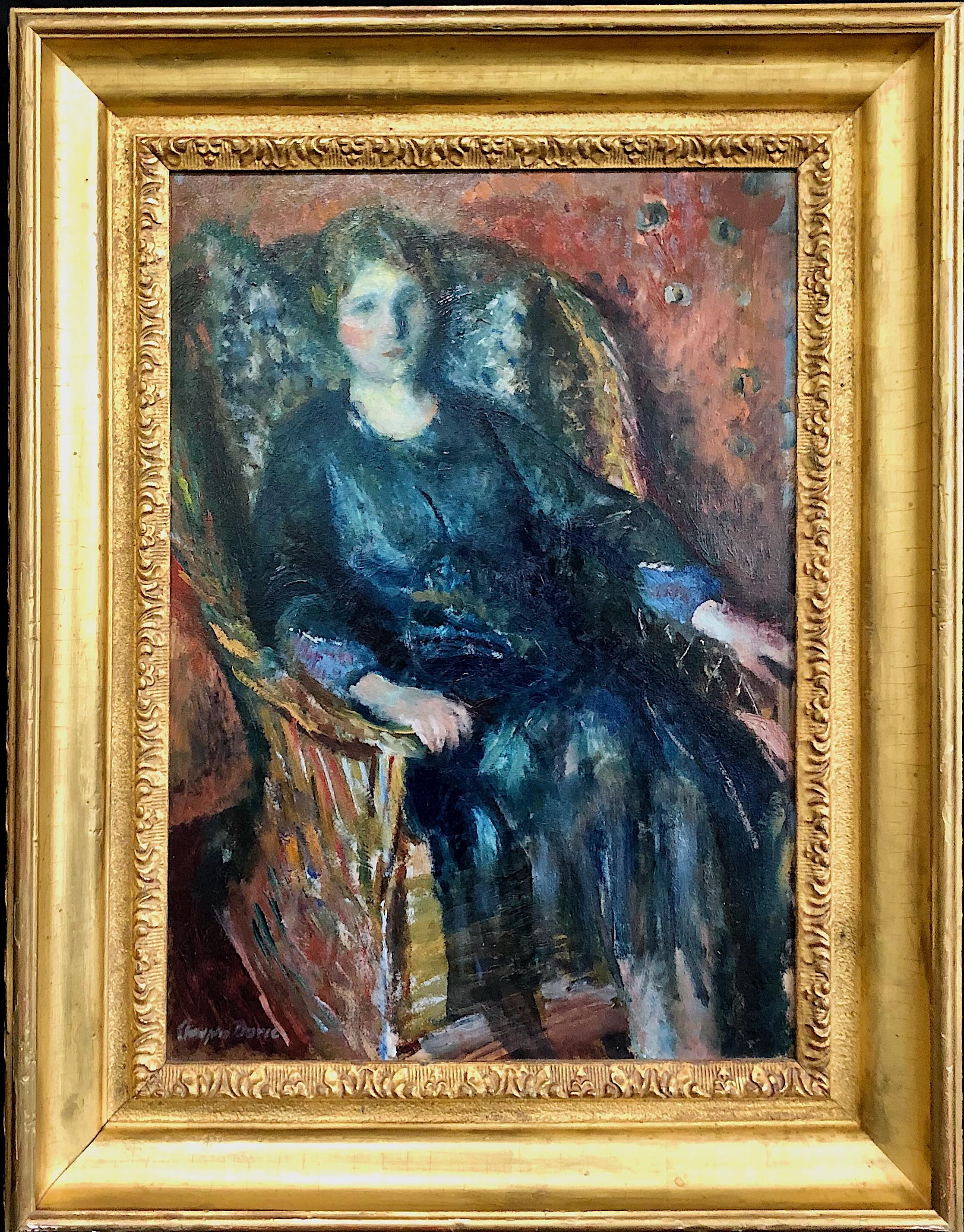 “Portrait of a Seated Lady in Wicker Chair”