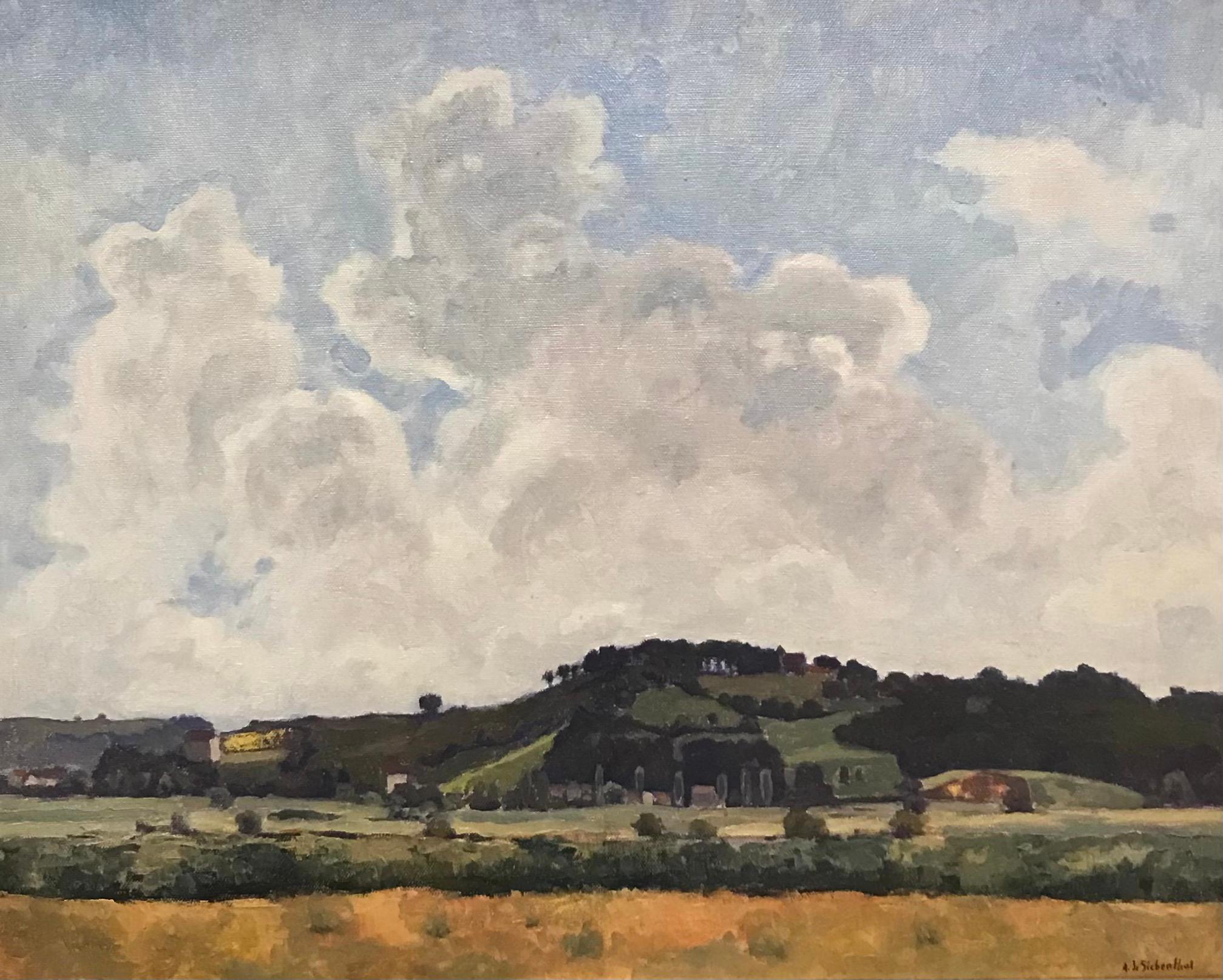 Adolphe DE SIEBENTHAL Landscape Painting - Montagny by Adolphe de Siebenthal - Oil on canvas 50x61 cm