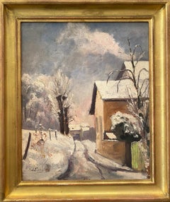 Paysage enneigé d'Adolphe De Siebenthal - Huile sur toile 38x47 cm