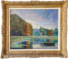 Peinture impressionniste du XIXe siècle représentant un lac dans une forêt - Monet Paris Nature