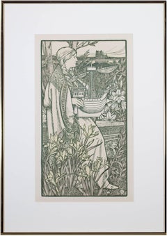 "Lutece (L'Estampe Moderne II), " Original green figurative art nouveau print
