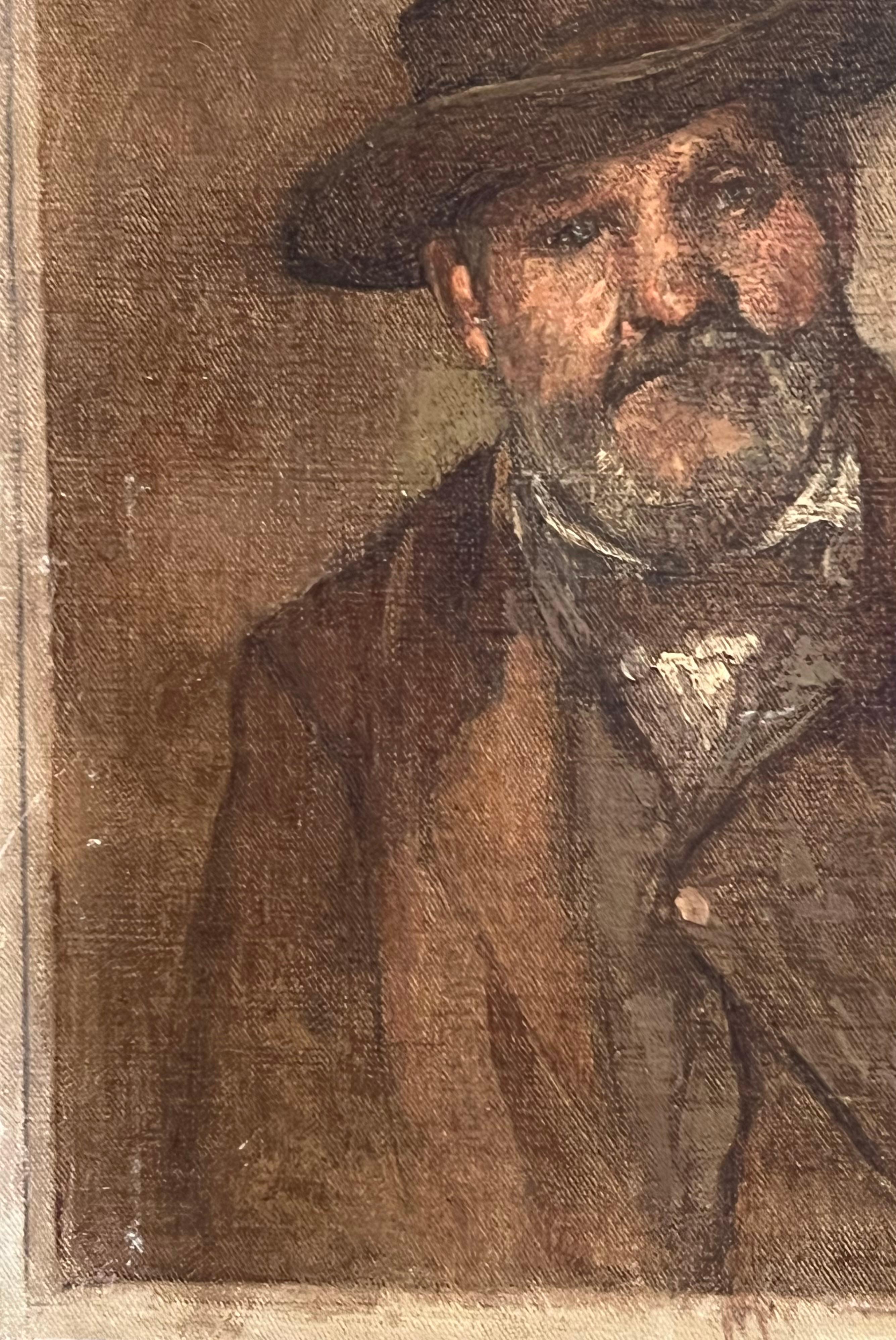 1880's French Impressionist Oil Painting Portrait Ambroise Vollard Famous Dealer For Sale 1