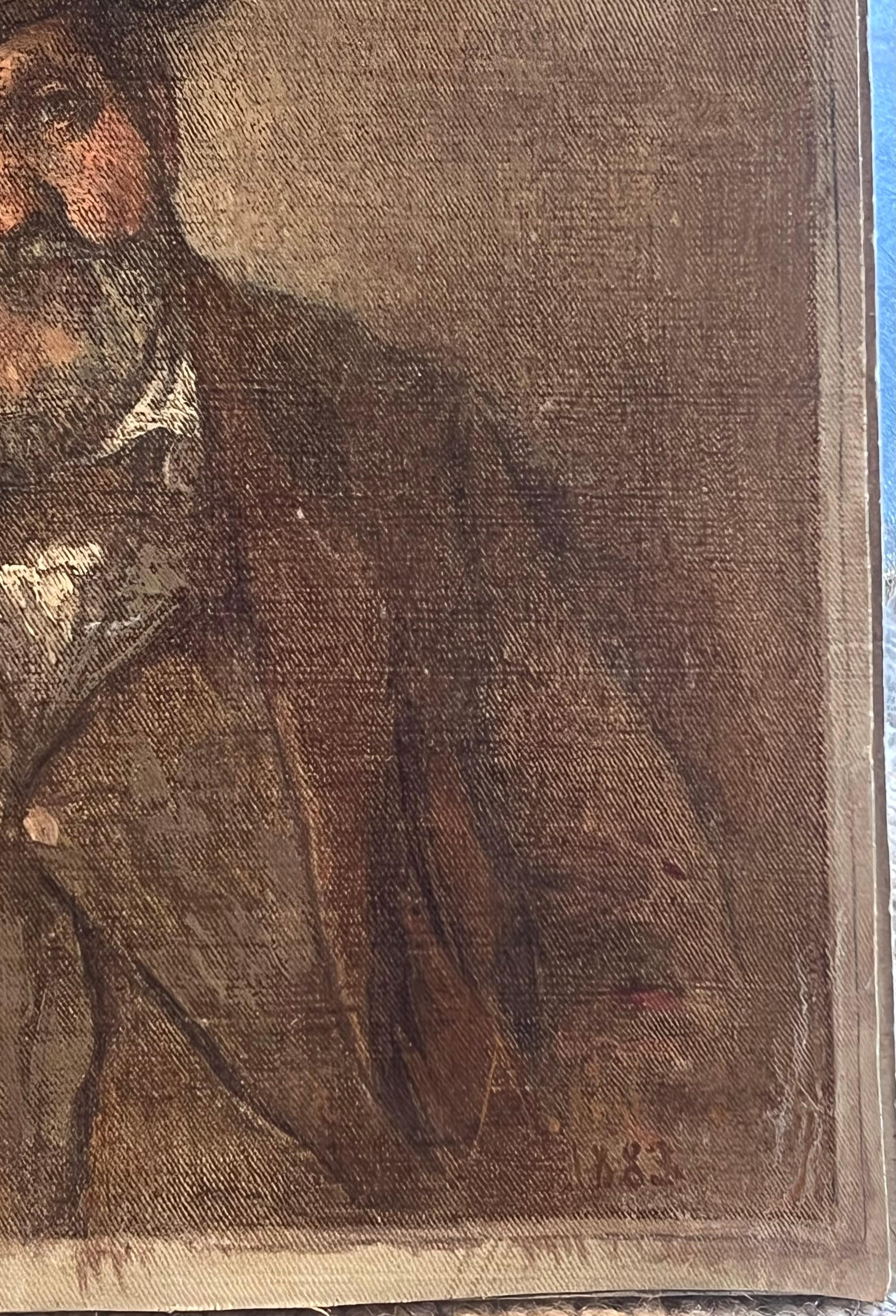 1880's French Impressionist Oil Painting Portrait Ambroise Vollard Famous Dealer For Sale 2
