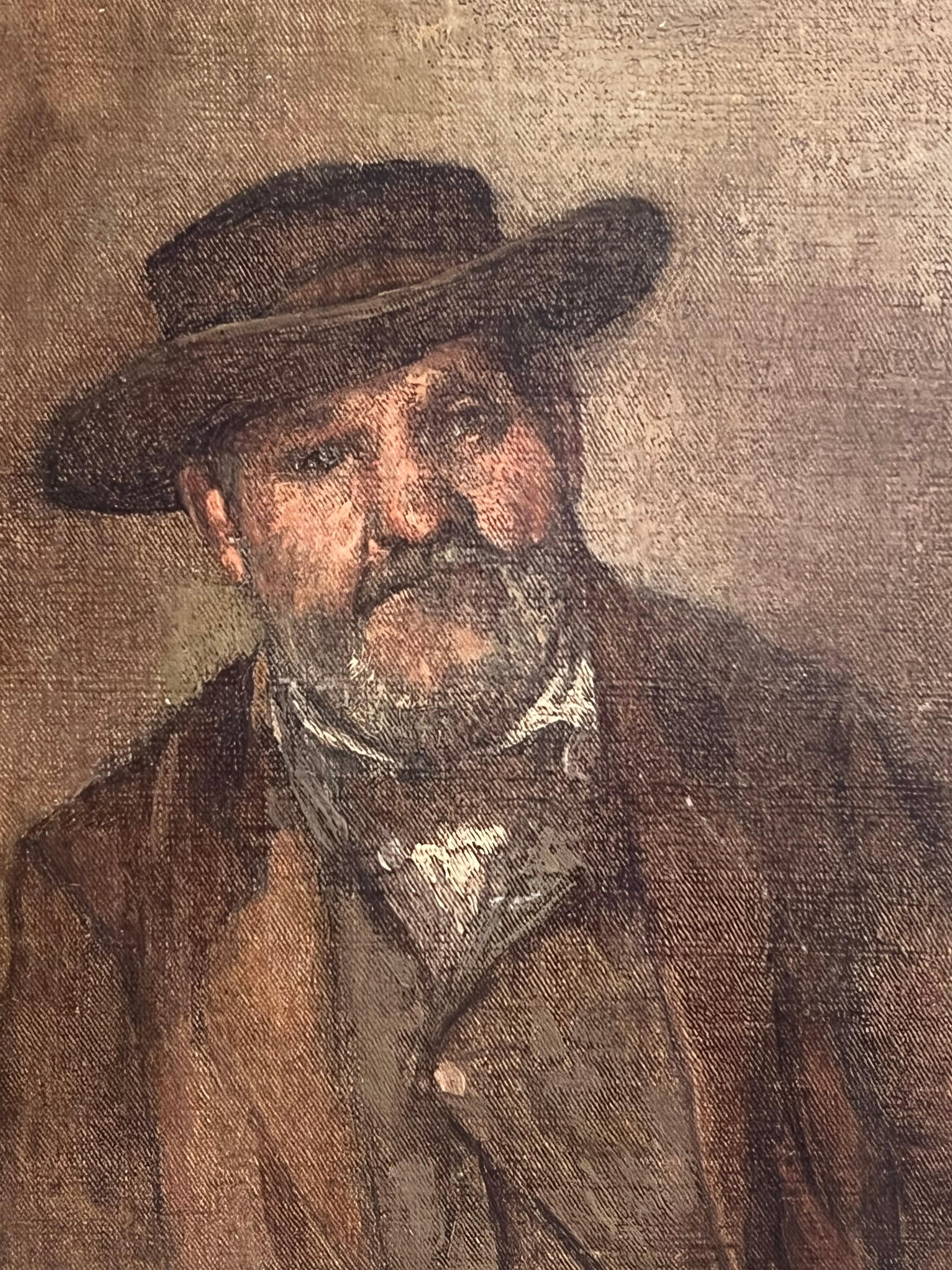 1880's French Impressionist Oil Painting Portrait Ambroise Vollard Famous Dealer For Sale 3