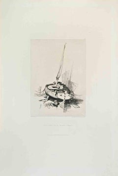 Petit Canot de St Valery - Etching by Adolphe Hervier - 1870s