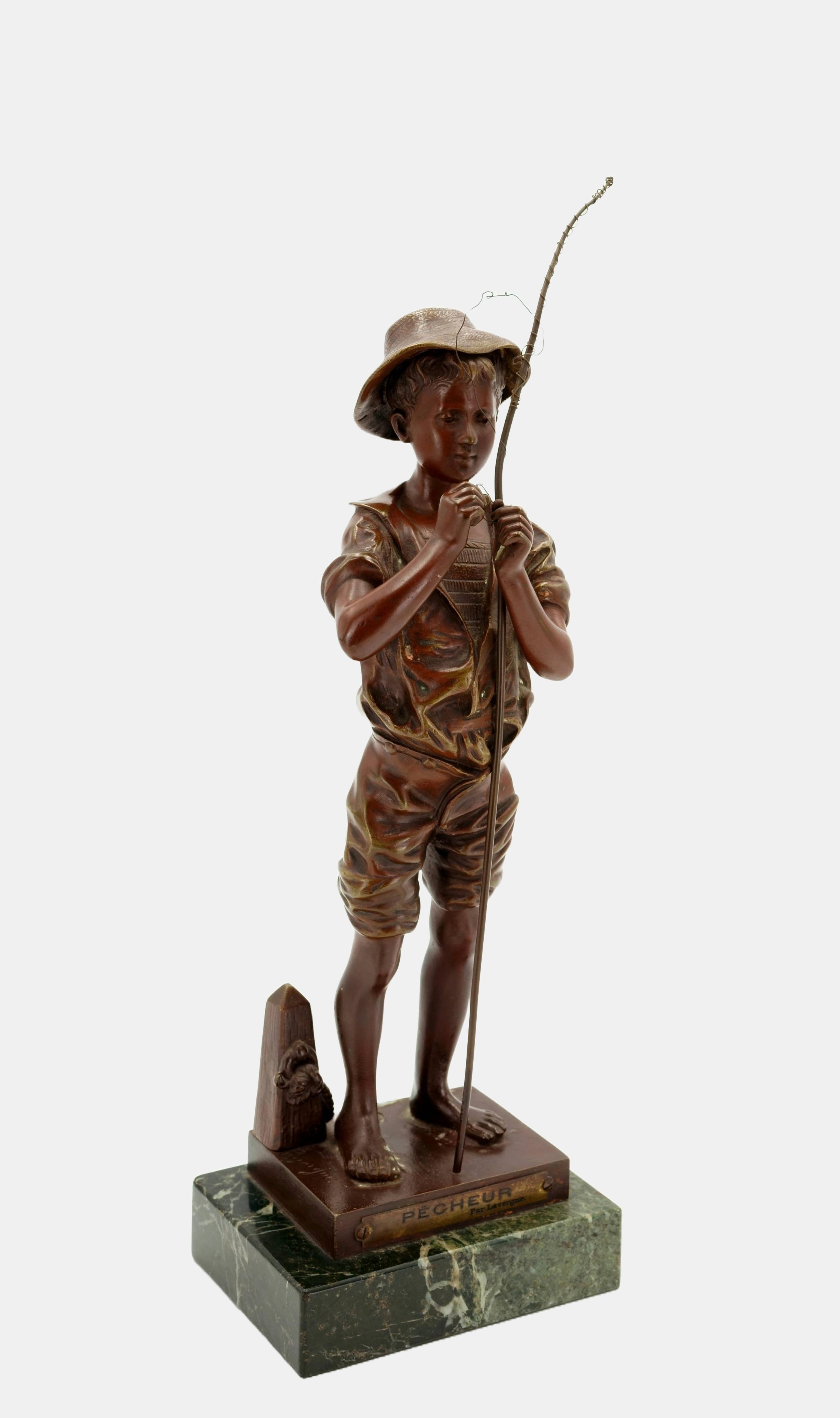 Pecheur / - Pieno di aspettative. - Sculpture di Adolphe Jean Lavergne