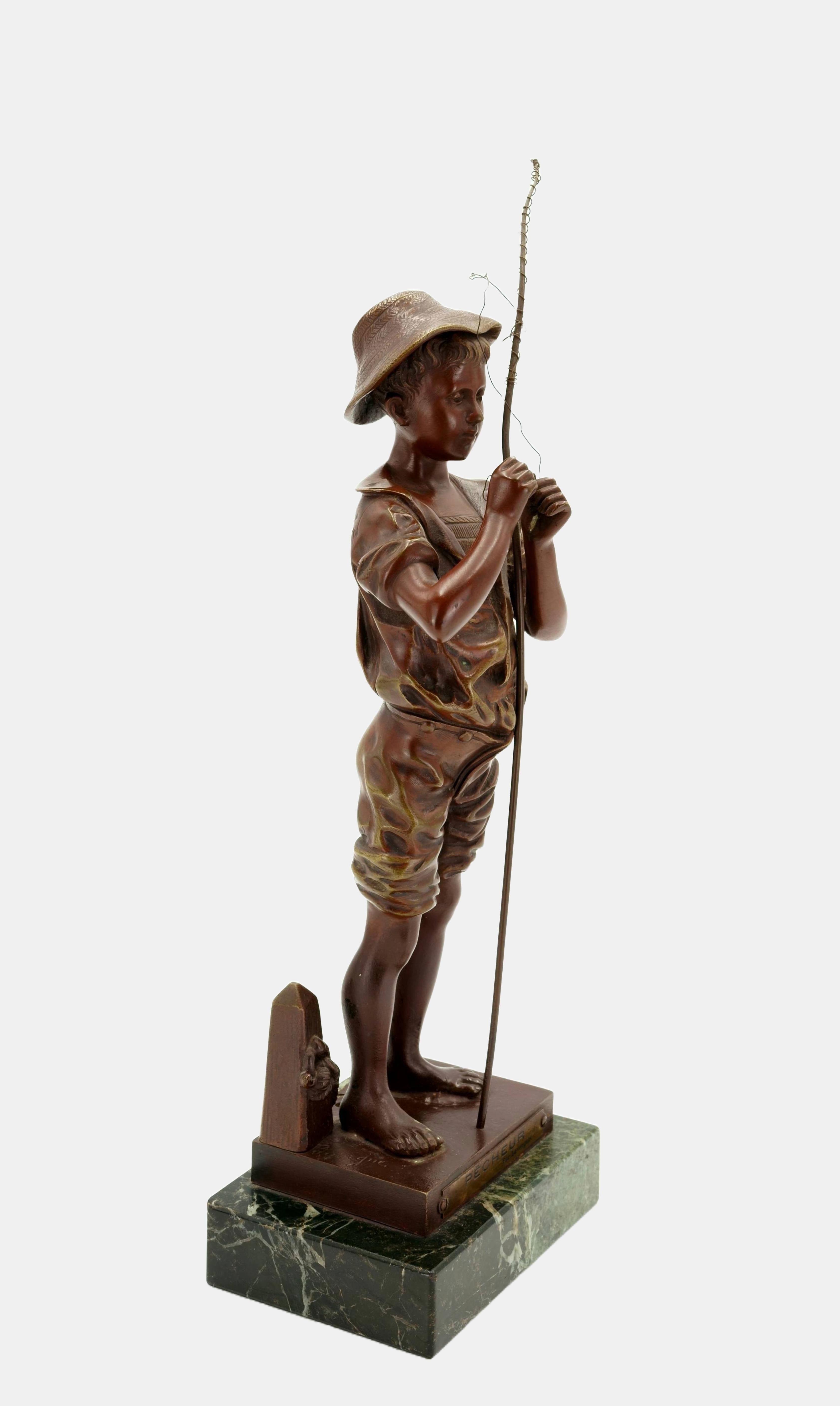 Pecheur / - Pieno di aspettative. - Sculpture Realismo di Adolphe Jean Lavergne