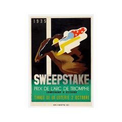 1935 Manifesto originale di A. M. Cassandre "Sweepstakes Prix de l'Arc de Triomphe".