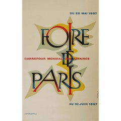 Vintage 1957 original poster by A.M. Cassandre for the Foire de Paris